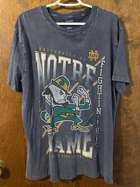 Hollister Blue Relaxed Fit Navy Notre Dame Graphic Tee